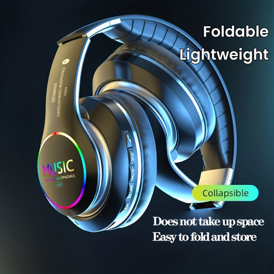 Wireless Noise Cancelling Headphones, Wireless Earbuds with Deep Bass, Lightweight Foldable Headphones with Built-in Microphone, for Work Laptops, Mobile Phones, On-head Gaming Headphones, Compatible with Android/iOS, Father'