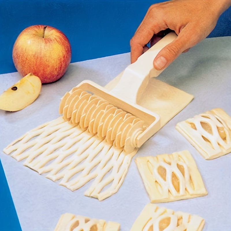 1pc, Plastic Lattice Pastry Wheel Cutter,  Kitchen Baking Tool for Dough, Pastry, and Cake Decoration