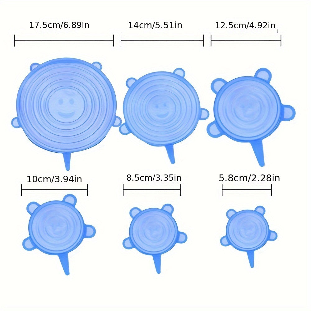 6Pcs Premium Silicone Stretch Lids - Reusable, Multifunctional Food Savers for Fresh-keeping, Sealed Preservation, and Storage - Flexible, Durable, Easy to Clean, and BPA-Free Kitchen Accessories