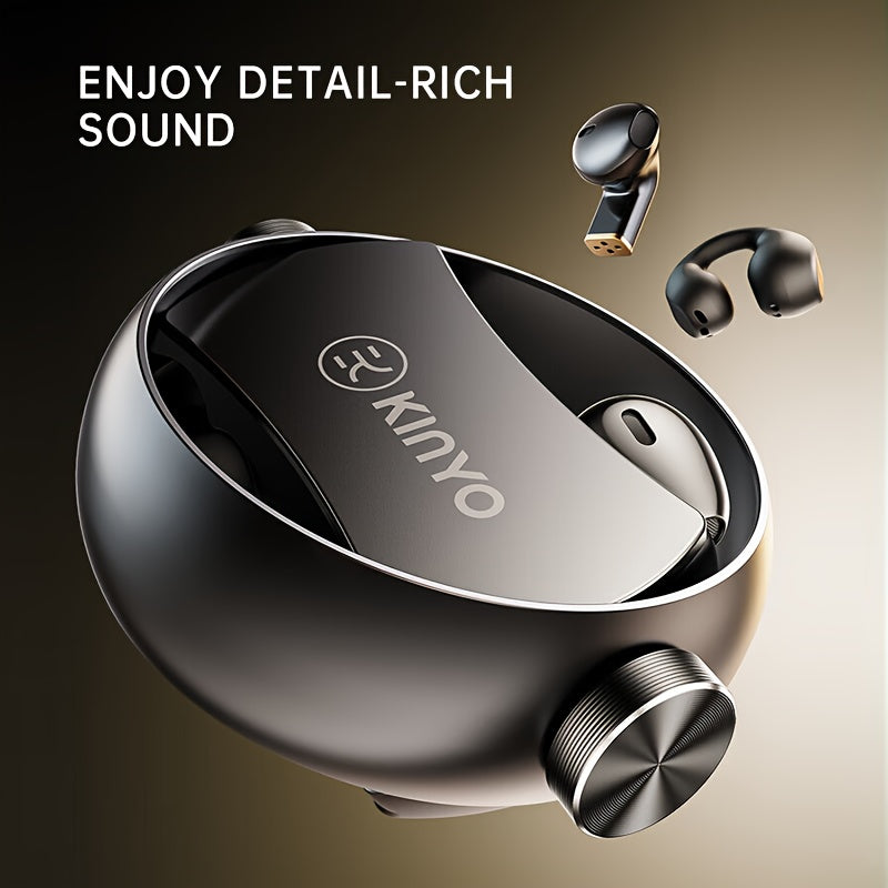 Kinglucky 4 in 1 Wireless Earbuds: Up to 76 Hours Playback, True Wireless Stereo, 360° Spatial Audio, 2 Pairs, Built-in Mic, Premium Bass, Adult Use, Open Ear Design, Compatible with Phones, Capacitive Mic, Polymer Li-Po Bat
