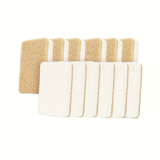 1pc/12pcs Natural Sponges- Kitchen Sponge For Sustainable Living - Sisal Plant Based Reusable Cleaning Dish Sponge