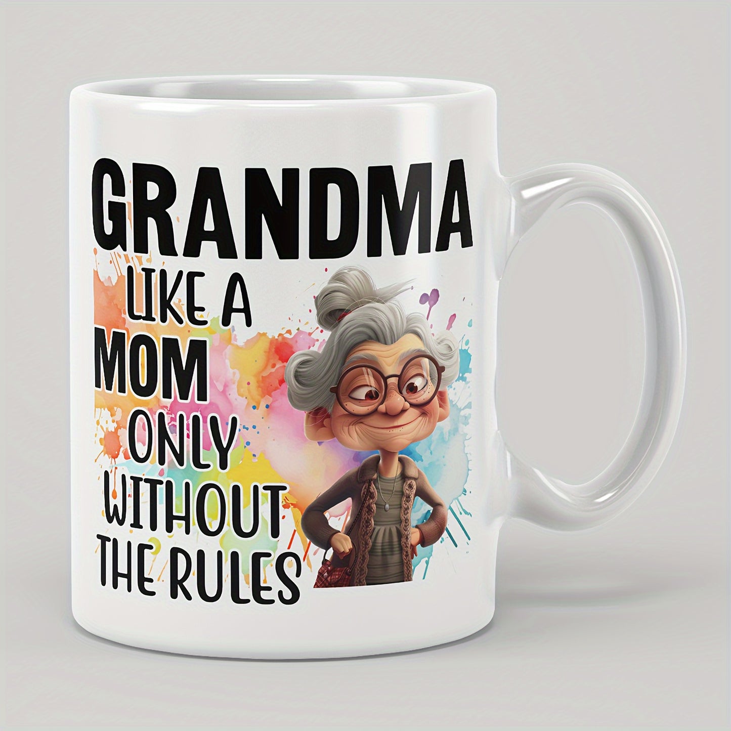 1pc 11oz Large Funny Ceramic Coffee Mug - Unique Humorous Design, Durable, Dishwasher & Microwave Safe - Perfect Gift for Grandma, Friends, Family on Birthday, Anniversary, Holidays, Parties