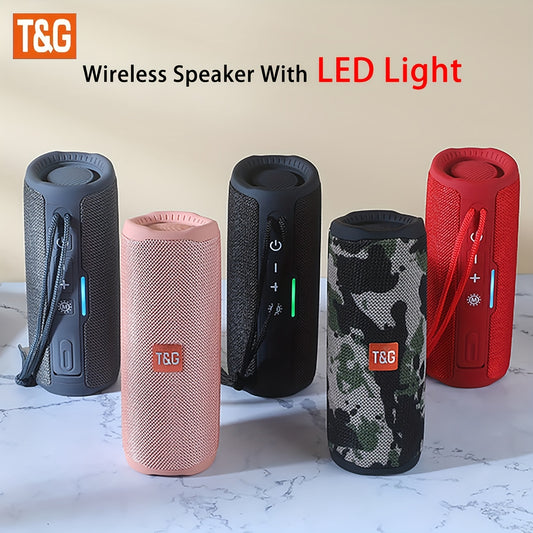 T&G365 BT Speaker with LED Lights, Portable Wireless Speaker, Built-in Mic, Loud Stereo Sound, Support Line In, Micro SD\TF Card, for PC, Cell Phones